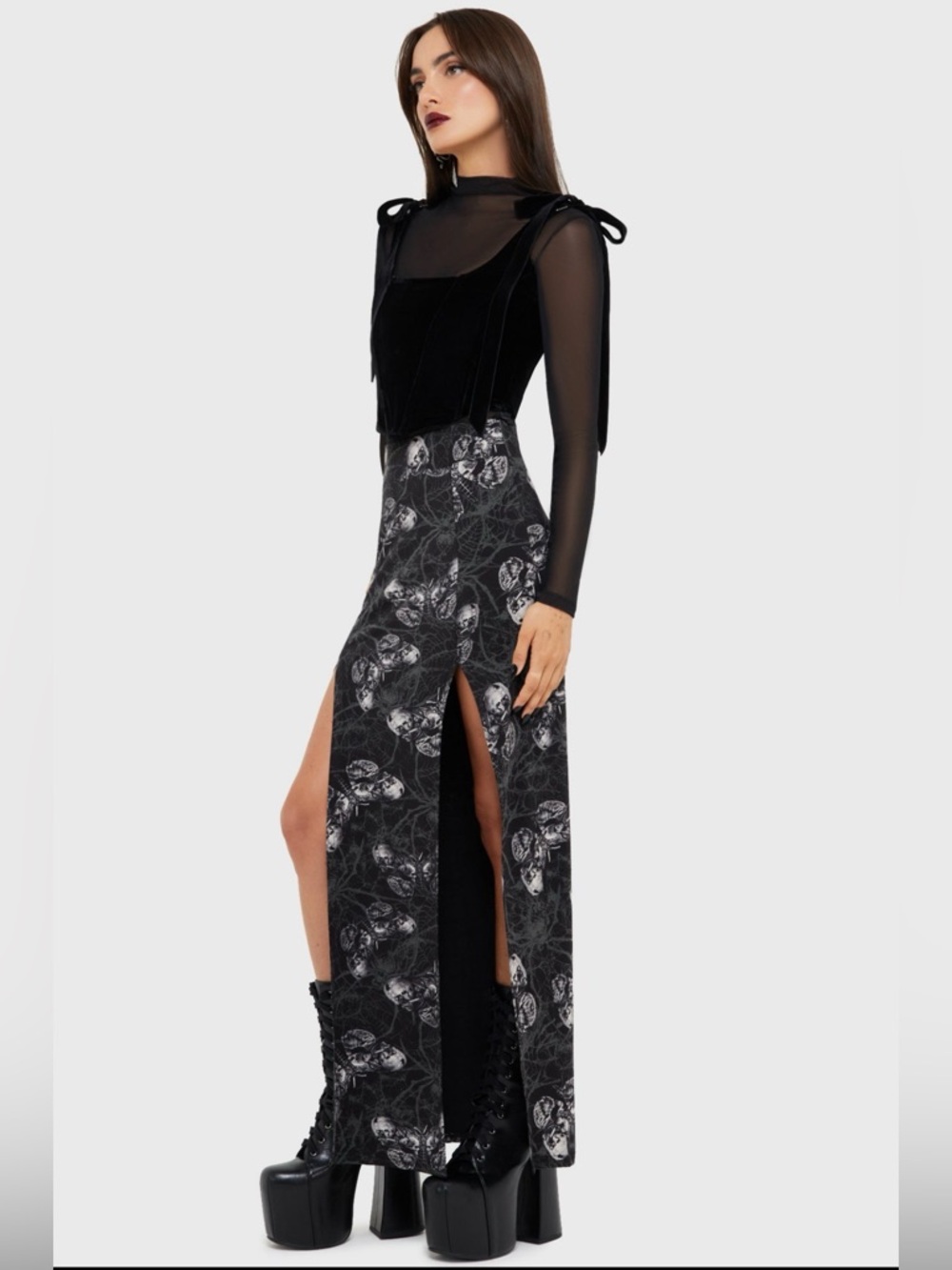 Killstar x Alchemy Spidrasica’s Web Maxi Skirt NWT Small Goth - Picture 4 of 6